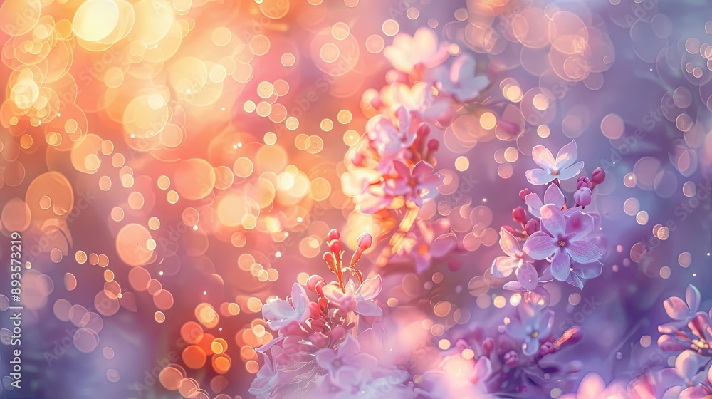 Pastel apricots and lilacs with bokeh lights create a dreamy wallpaper Pastel apricots and lilacs with bokeh lights create a dreamy wallpaper