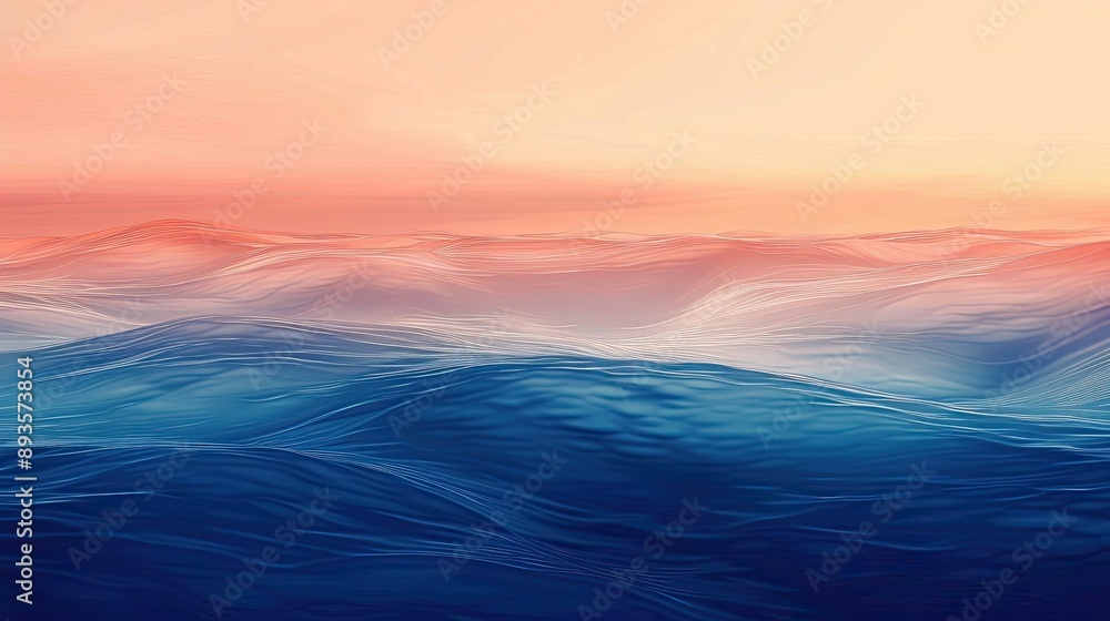 Fototapeta premium Abstract peach and indigo wallpaper with soft wave-like patterns