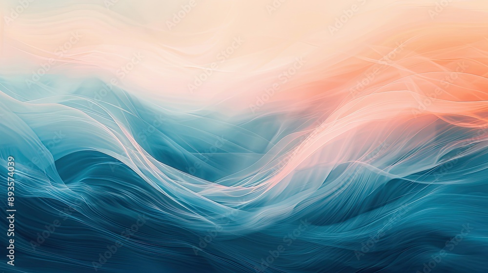 Cool slate blue and peach abstract backdrop with flowing patterns and gentle blur Cool slate blue and peach abstract backdrop with flowing patterns and gentle blur