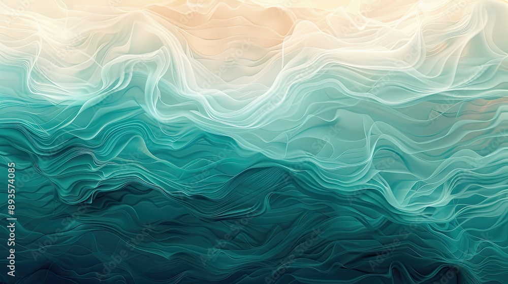 Fototapeta premium Abstract wallpaper in chestnut brown and turquoise with soft patterns and light