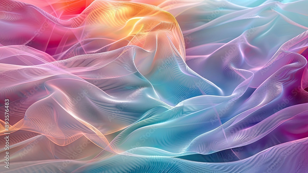 Intricate wallpaper with rainbow sand waves soft focus areas light reflections gradients Intricate wallpaper with rainbow sand waves soft focus areas light reflections gradients