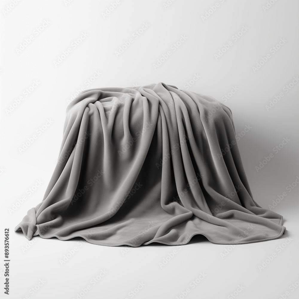 Naklejka premium Grey Fabric Draped on White Background