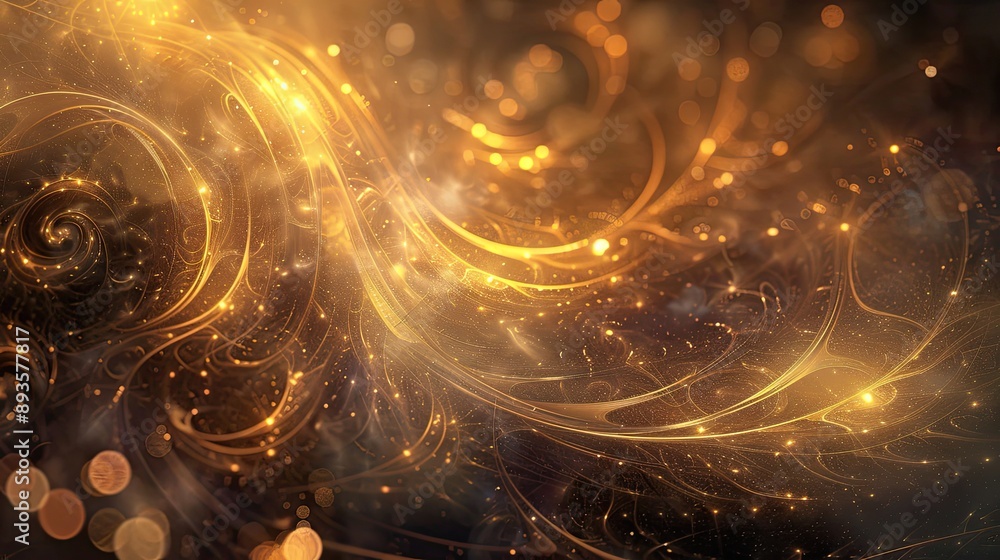 Obraz premium Ethereal wallpaper with rich brown tones bokeh lights and swirling patterns