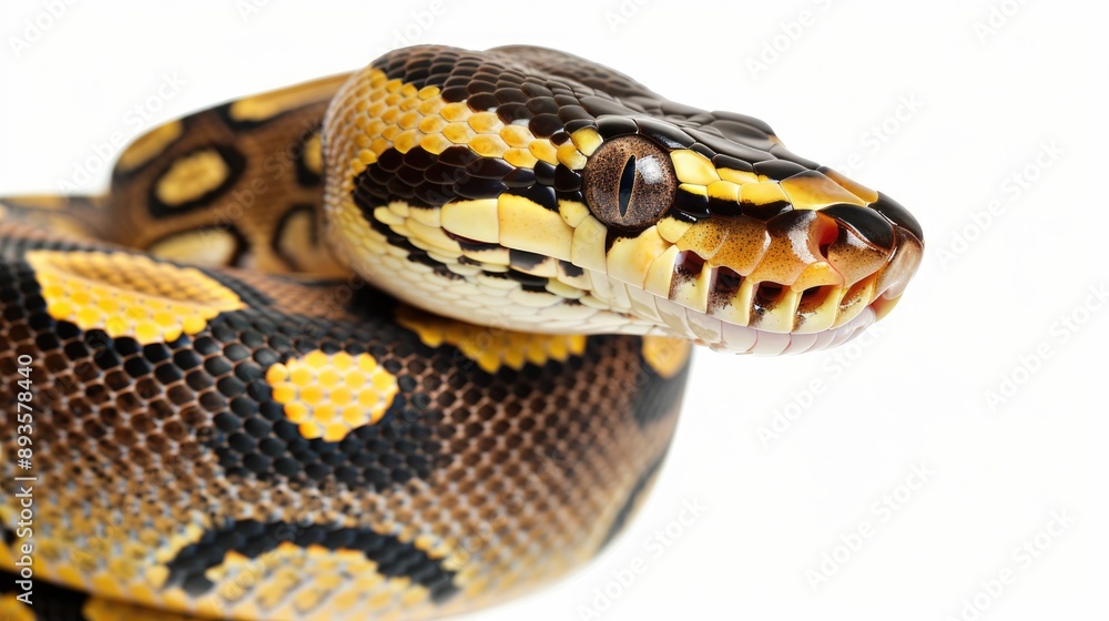 Obraz premium brown python snake on white background
