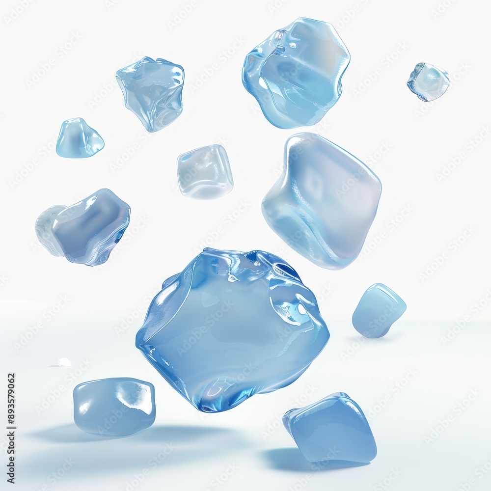 Obraz premium icy floating ice blocks on light background