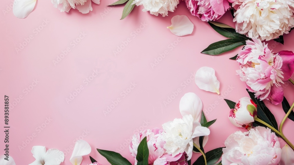 Delicate Peony Bloom on a Pink Background Delicate Peony Bloom on a Pink Background