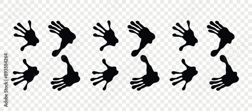Footpath trail of animal. Lemur paws. Lemur paws walking randomly print vector isolated on checkered background.	