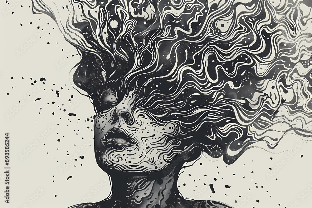 Abstract Artistic Face with Flowing Patterns Abstract Artistic Face with Flowing Patterns