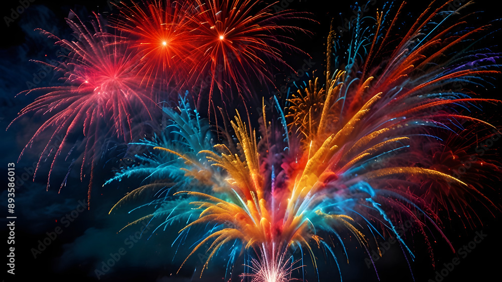 fireworks in the night sky, ai generated fireworks in the night sky, ai generated