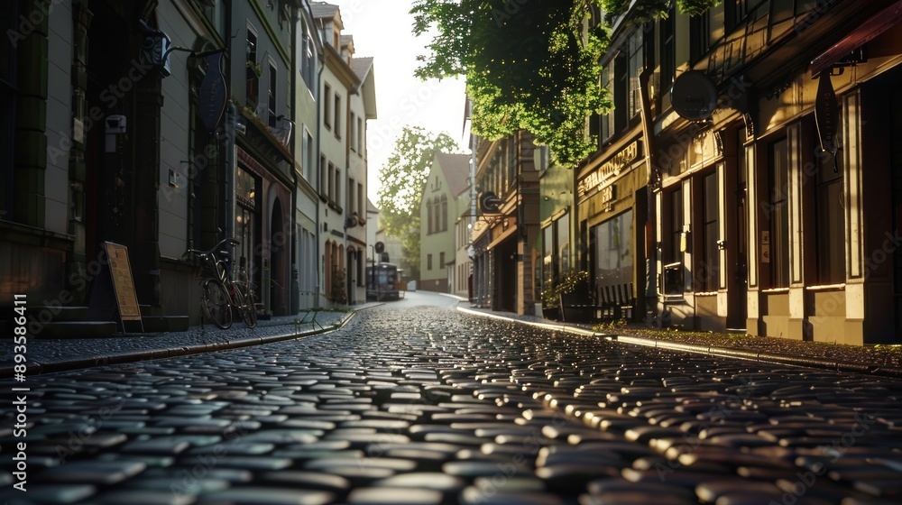 Fototapeta premium Close-up of the historic buildings and cobblestone streets of Bayreuth, Germany, capturing the charm and atmosphere of the city, Portrait close-up, hyper-realistic, high detail, photorealistic,