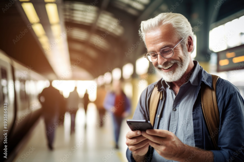 person using the smartphone at train station person using the smartphone at train station
