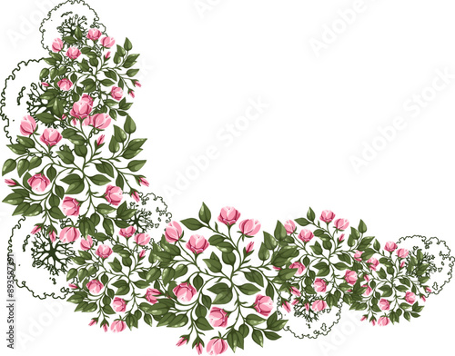 Blossom Tree for architectural floor plans. Entourage design. Various trees, bushes, and shrubs, top view for the landscape design plan. Vector illustration.