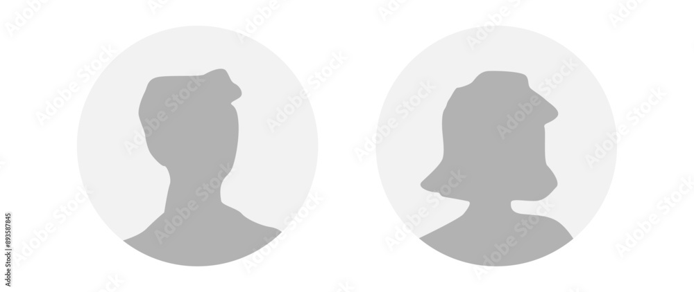 Vector flat illustration in grayscale. A man and a woman. Avatar, user profile, person icon, profile picture. Suitable for social media profiles, icons, screensavers and as a template. Vector flat illustration in grayscale. A man and a woman. Avatar, user profile, person icon, profile picture. Suitable for social media profiles, icons, screensavers and as a template.