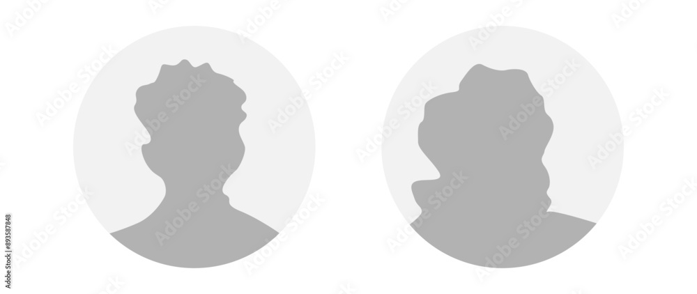 Vector flat illustration in grayscale. A man and a woman. Avatar, user profile, person icon, profile picture. Suitable for social media profiles, icons, screensavers and as a template. Vector flat illustration in grayscale. A man and a woman. Avatar, user profile, person icon, profile picture. Suitable for social media profiles, icons, screensavers and as a template.