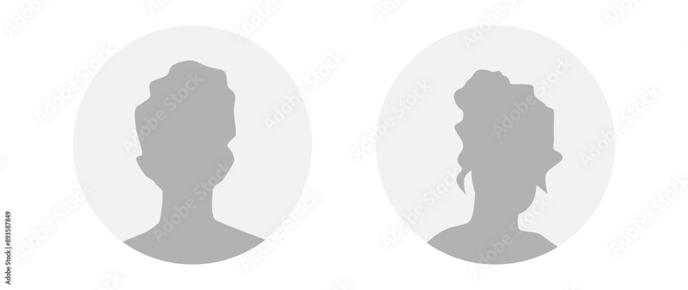 Vector flat illustration in grayscale. A man and a woman. Avatar, user profile, person icon, profile picture. Suitable for social media profiles, icons, screensavers and as a template. Vector flat illustration in grayscale. A man and a woman. Avatar, user profile, person icon, profile picture. Suitable for social media profiles, icons, screensavers and as a template.