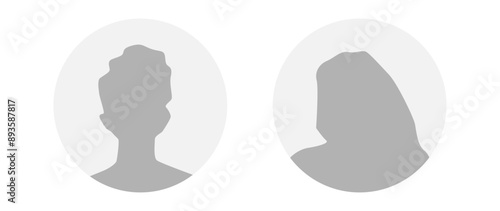 Vector flat illustration in grayscale. A man and a woman. Avatar, user profile, person icon, profile picture. Suitable for social media profiles, icons, screensavers and as a template.