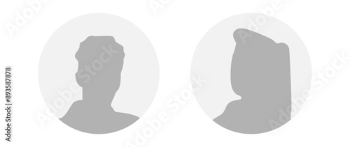 Vector flat illustration in grayscale. A man and a woman. Avatar, user profile, person icon, profile picture. Suitable for social media profiles, icons, screensavers and as a template.