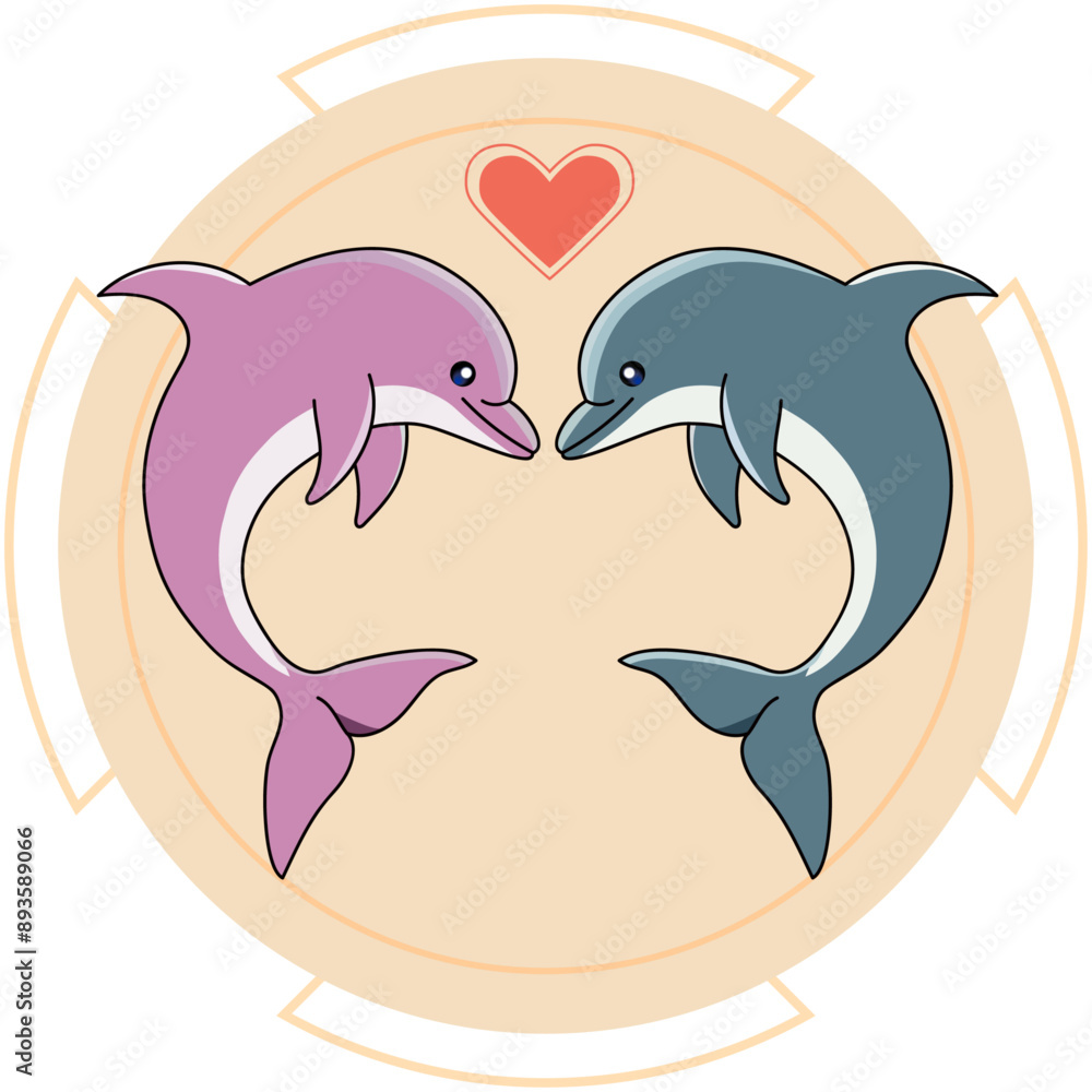 Obraz premium 사랑스러운 돌고래 커플 Dolphin Heart