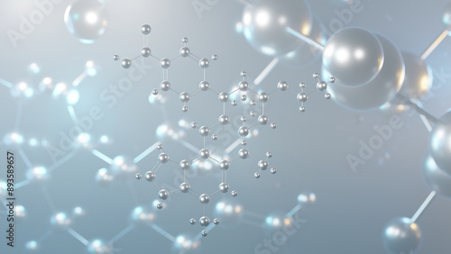 iptacopan molecular structure, 3d model molecule, fabhalta, structural chemical formula view from a microscope photo