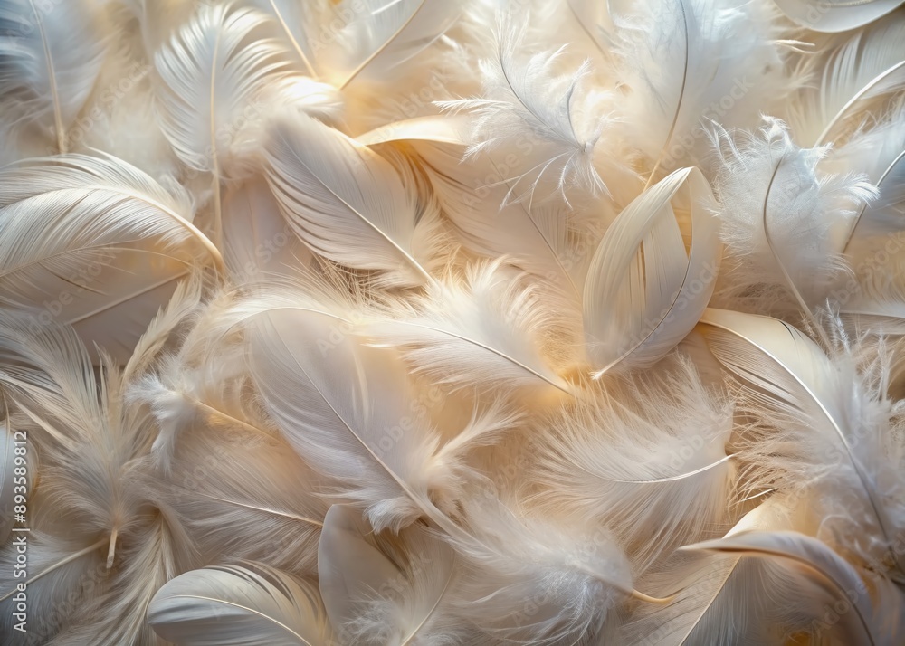 Soft, delicate, and intricately detailed white and off-white bird feathers fill the frame, showcasing nature's gentle textures and subtle color variations in stunning macro clarity. Soft, delicate, and intricately detailed white and off-white bird feathers fill the frame, showcasing nature's gentle textures and subtle color variations in stunning macro clarity.