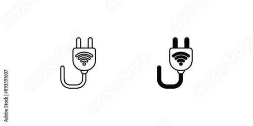 smart plug set icon with white background vector stock illustration