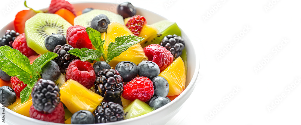 Portrait Of Assorted Delicious Fruits Against White Background ,Fruit salad in crystal bowl isolated on white background Portrait Of Assorted Delicious Fruits Against White Background ,Fruit salad in crystal bowl isolated on white background