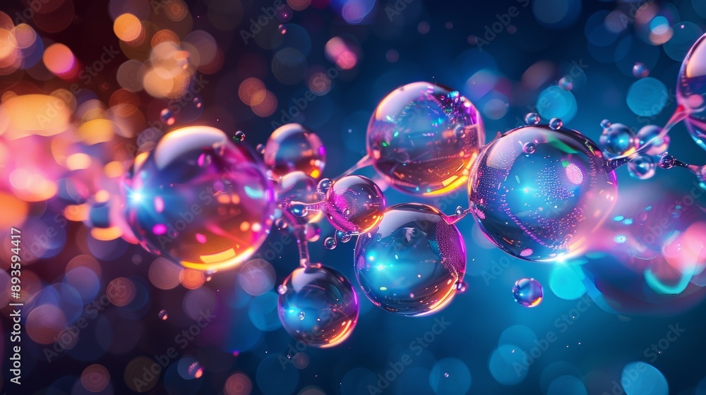 High-quality image of molecules in motion, depicted in pastel and bright colors, with a dark background emphasizing their glow. High-quality image of molecules in motion, depicted in pastel and bright colors, with a dark background emphasizing their glow.
