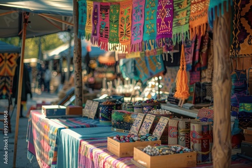 Wallpaper Mural Flea market booth, colorful 25 off banner, midday sunlight, medium angle shot Torontodigital.ca