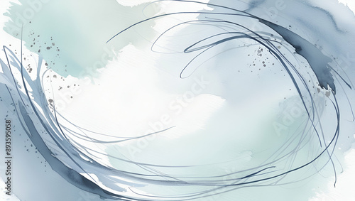 Soft blue and harmony background of stain splash watercolor hand-painted. 