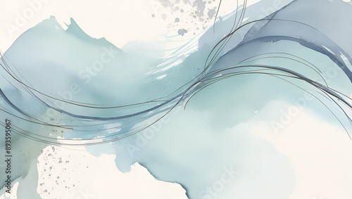 Soft blue and harmony background of stain splash watercolor hand-painted. 