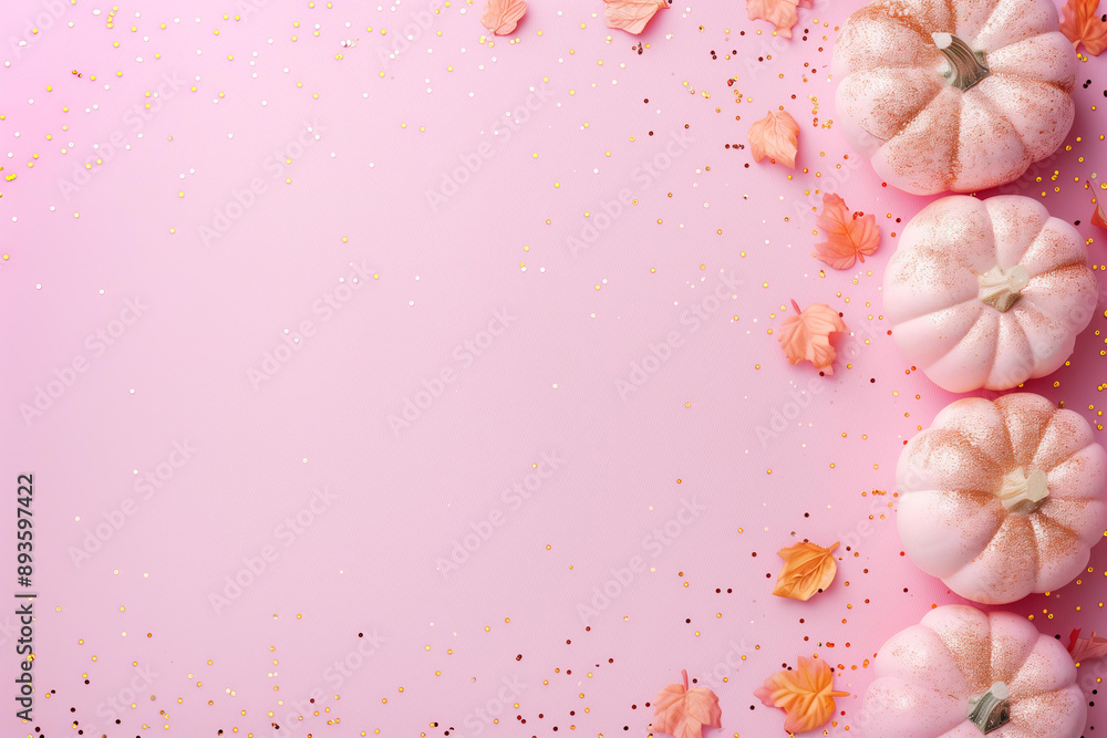 border frame with pastel pink background with small gold and pastel