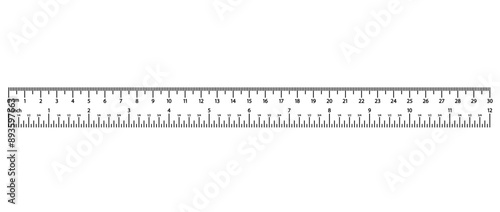 Detailed Image Of A Plastic Measuring Ruler Showing Measurements In Both Centimeters And Inches, Vector Illustration