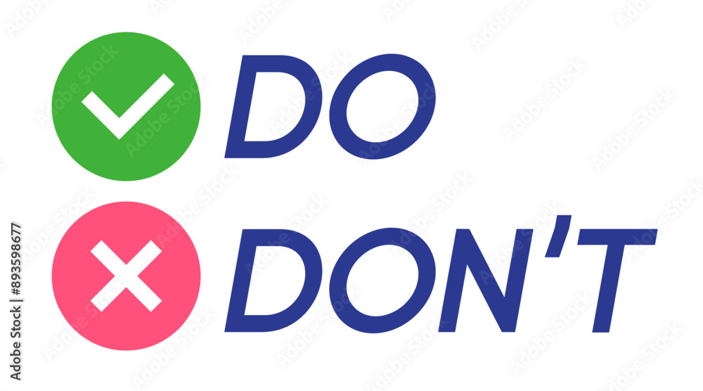 Do and dont sign flat style for design project vector Do and dont sign flat style for design project vector