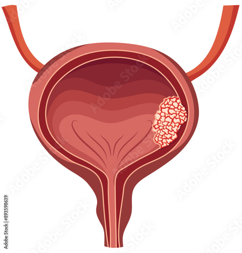 Human Bladder Cancer or Urinary Anatomy Organ Illustration