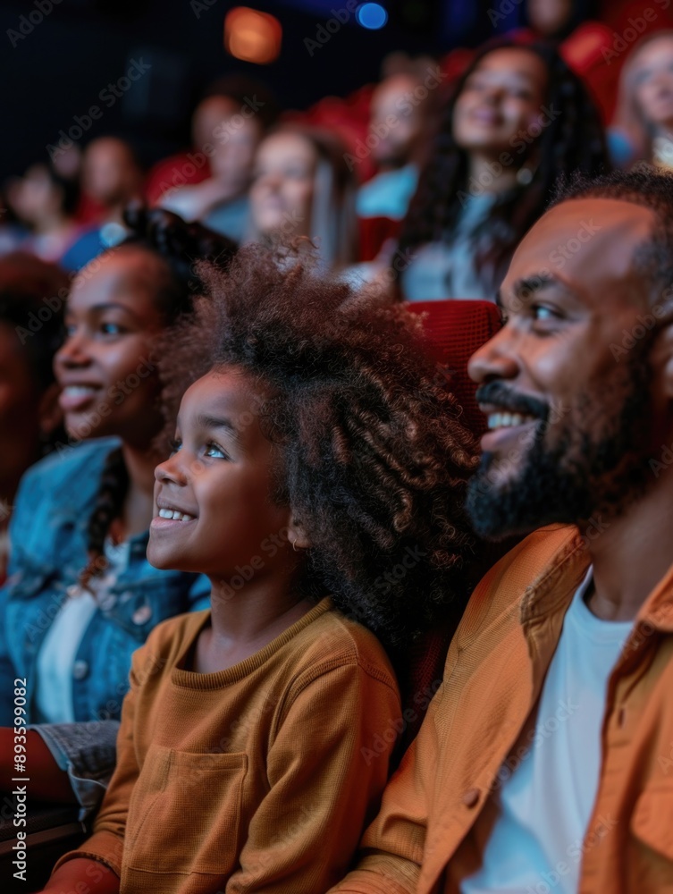 Fototapeta premium A group of people sitting in a movie theater, enjoying a film