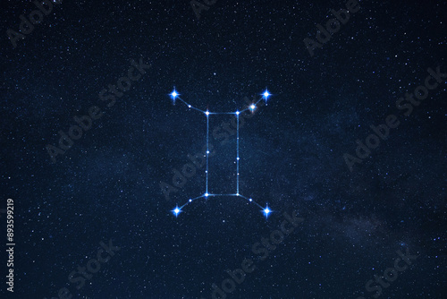 Bild auf Leinwand Zodiac sign twins on the starry sky with stars