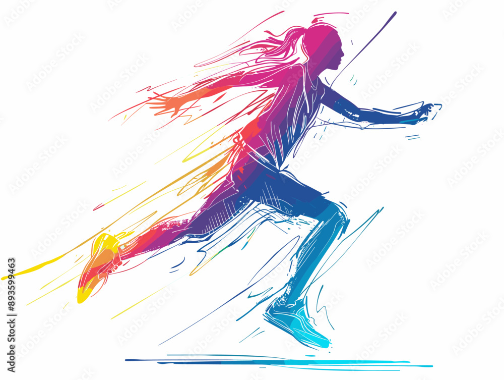 Running woman on a white background. Vector illustration of a runner Running woman on a white background. Vector illustration of a runner