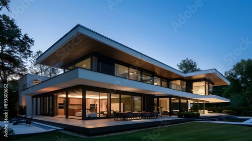 Modern Architecture Home Design with Large Windows © Adobe Contributor
