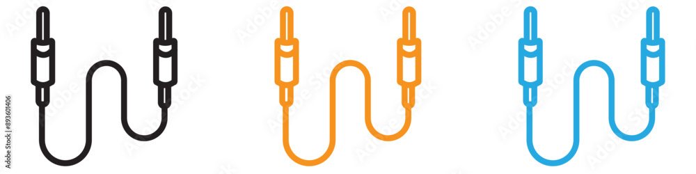 AUX cable icon vector logo set collection for web app ui AUX cable icon vector logo set collection for web app ui