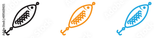 Bait Fishing Minnow icon vector logo set collection for web app ui