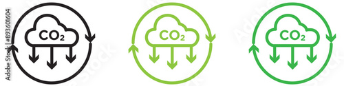 co2 gas carbon dioxide icon vector logo set collection for web app ui