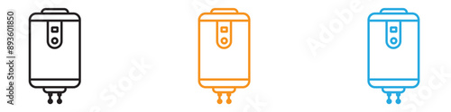 Electric heating boiler icon vector logo set collection for web app ui