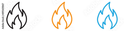 Flame fire icon vector logo set collection for web app ui