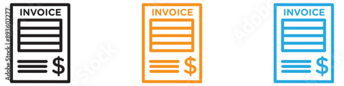 Invoice icon vector logo set collection for web app ui