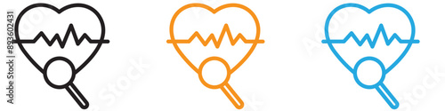 pulse heart check up icon vector logo set collection for web app ui