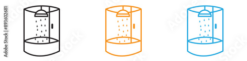 Shower cabin bathroom icon vector logo set collection for web app ui