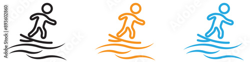 surfing icon vector logo set collection for web app ui