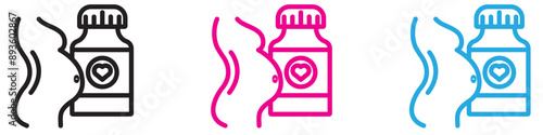 Supplements for pregnant women icon vector logo set collection for web app ui