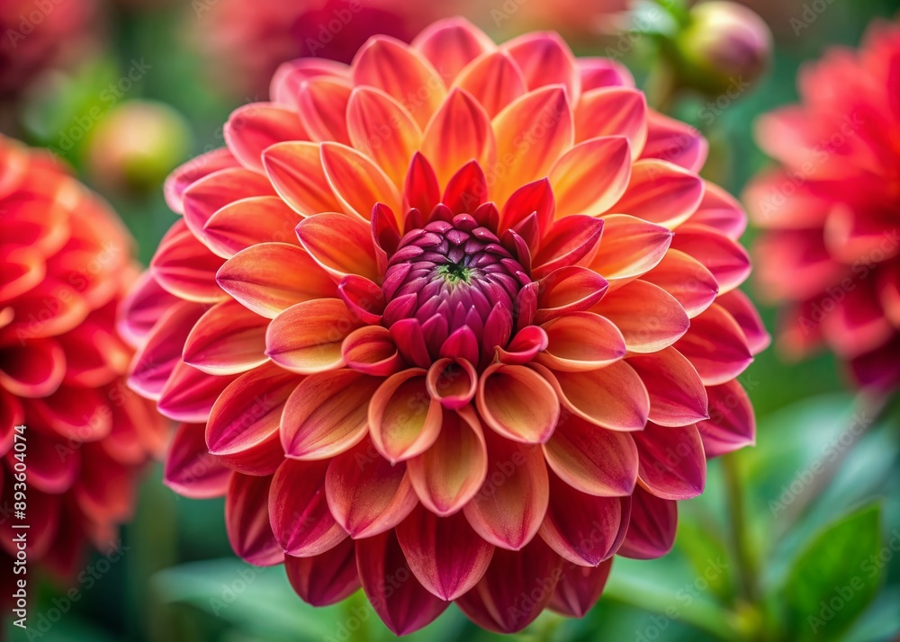 Vibrant red-centered dahlia flower with delicate, intricately layered petals in soft hues, showcasing its mesmerizing beauty and making it perfect for macro photography or floral design. Vibrant red-centered dahlia flower with delicate, intricately layered petals in soft hues, showcasing its mesmerizing beauty and making it perfect for macro photography or floral design.