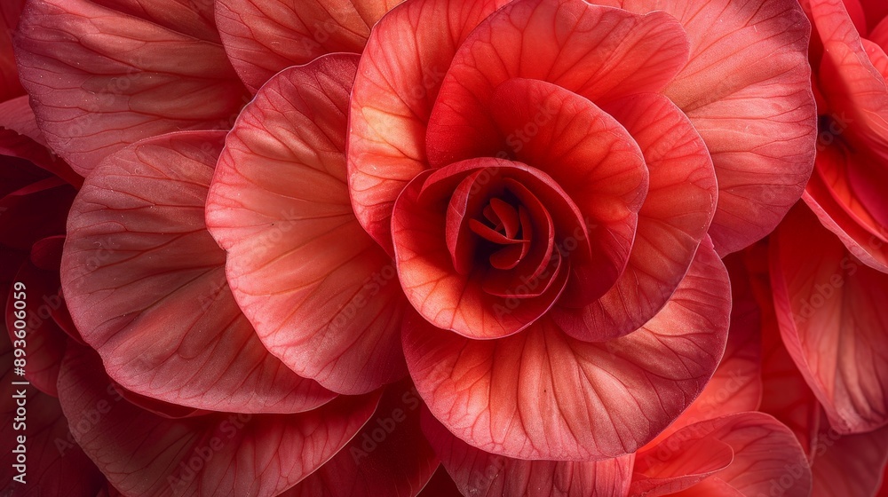 Close-up of a red begonia with lush petals Close-up of a red begonia with lush petals